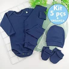 5 pçs Kit Enxoval Maternidade Nascimento Bebê Menino Menina Body Calça Touca Luva + Saquinho Organza