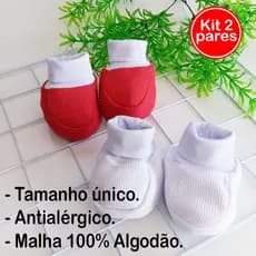 Kit 2 pares Sapatinho Pantufa Meia Bebe Recém Nascido Bebê Malha Canelada 100% Algodão