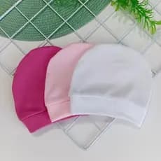 Kit 3 Touca RN Bebê Recém Nascido Algodão Confortável