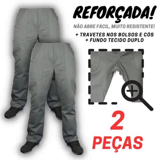 KIT  - 2 -CALÇA REFORÇADA! Brim pesado!  uniforme profissional construção civil trabalho pesado