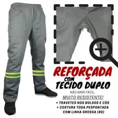 CALÇA CR REFORÇADA! Brim pesado!  Com Faixa Refletiva  Cinza Preta Uniforme profissional  Civil