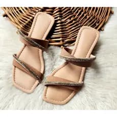 Sandalia rasteira feminina confort strass pedraria luxo