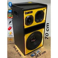 Caixa Bob Residencial Amarela Trio com Iluminação Controlada| 12 Polegadas | Ativa Bluetooth |