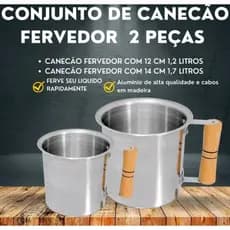 Jogo de Canecão Leiteira 2 Peças Alumínio Extra Reforçado Polido 1,2 litros e 1,7 Café chá
