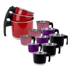 Jogo de 3 Caneco Leiteira Fervedor Canecão em Alumínio Colorido Kit Vermelho, Rosa, Lilás