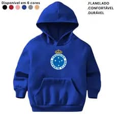 Moletom Infantil Flanelado Canguru Blusa Quentinha Casaco Cruzeiro Estampado Times