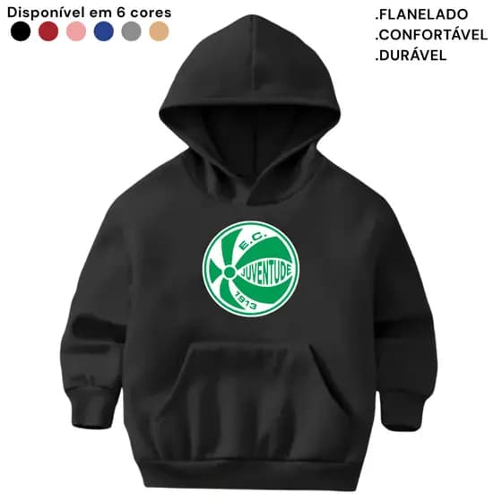 Moletom Infantil Flanelado Canguru Blusa Quentinha Casaco Juventude Estampado Time