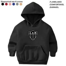 Moletom Infantil Flanelado Canguru Blusa Quentinha Casaco Atlético Mineiro Galo Estampado Time
