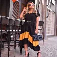 Vestido Evangelico Plus Size Viscolycra Soltinho De Bico nas Laterais