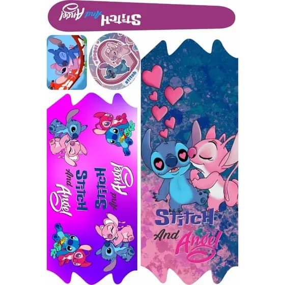 Cartela de Adesivo Lilo e Stitch para Bicicleta Infantil | Aros 12 16 20 24 | À Prova d'Água
