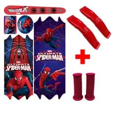 Kit Infantil Bike  Biciclera Aro 16 Paralama + Adesivo + Manopla Homem- Aranha Vermelho