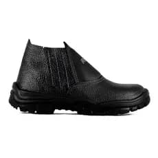 Bota Botina Segurança Elástico Bico Pvc Couro Preta Obra Epi