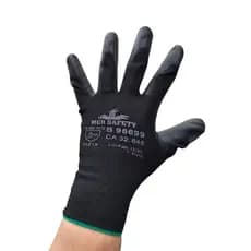 Kit 10 Pares Luva Multitato Tátil PU Banhada Preta Black Uso Geral EPI Mecânico Pedreiro Pintor CA