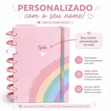 Agenda Planner Personalizado com Nome Feminino A5 Luxo Caderno Argolado Fofo Presente Criativo