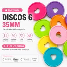 Discos G 35mm para Caderno Inteligente | Reposição 8, 9, 10 ou 11 Discos
