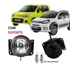 Farol Milha Fiat Uno 2011 a 2016 Com Suporte + Lâmpada H1 12V