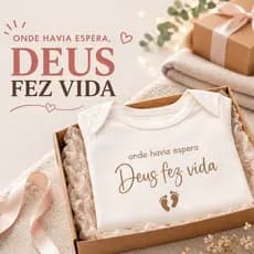 Body Anúncio e Revelação da Gravidez Profético Frase "ONDE HAVIA ESPERA, DEUS FEZ VIDA" Off White