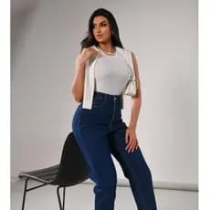 Calça Mom Jeans Feminina / Calça Mom Jeans Escura / Calça Jeans Casual
