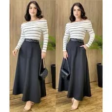 Saia Midi Em Alfaiataria Com Cinto / Saia Moda Evangélica / Saia Moda Modesta