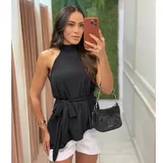 Bata Tendência Estilo Amarração / Blusa Estilo Bata Assimétrica