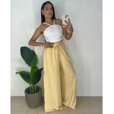 Calça Pantalona Com Fendas Laterais / Calça Verão Brasileiro