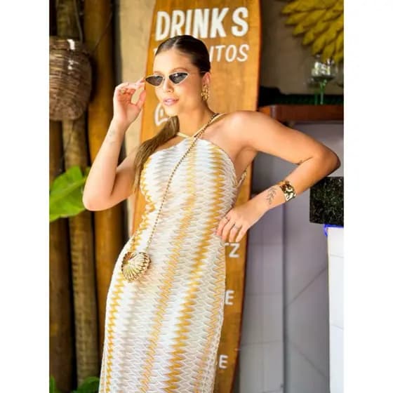 Vestido Em Malha Crochê / Vestido Praiano Em Crochê / Vestido Para Reveillon