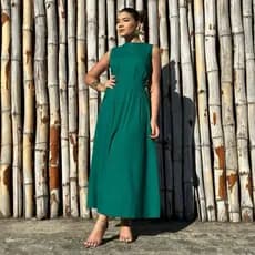 Vestido Midi Elegante / Vestido Moda Modesta / Vestido de Festa Em Linho