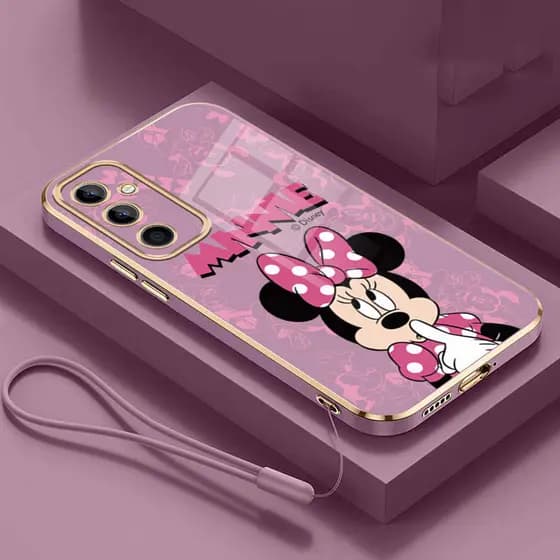 Samsung Galaxy A56 A36 A26 5G Quadrado Chapeamento Líquido Disney Minnie Caso Moda Capa De Borracha Invólucro Macio
