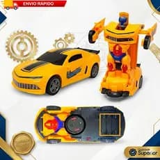 Carrinho Transformes Bumblebee Camaro Amarelo Robo 2 em 1 Com Sensor Bate e Volta