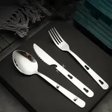 Luguafu 3pcs/set Jogo De Utensílios De Mesa Portáteis Em Aço Inoxidável Dobrável Colher De Garfo Jantar Camping Cozinhar Talheres De Cozinha BR