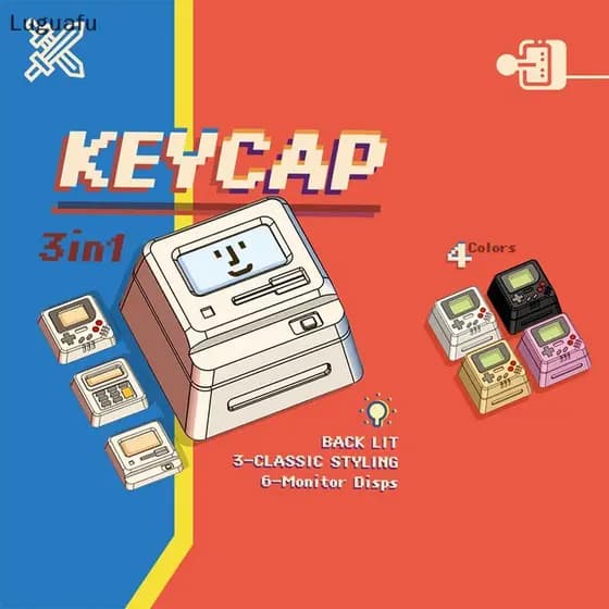 Luguafu K-04 Teclado Keycaps 3 Em 1 Para Mecânico Clássico Retro Bonito Transparente Chave Boné Terno Botão Personalizad
