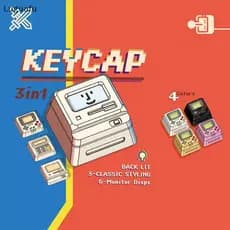 Luguafu K-04 Teclado Keycaps 3 Em 1 Para Mecânico Clássico Retro Bonito Transparente Chave Boné Terno Botão Personalizad