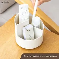 Luguafu Branco Divisão E Camadas Lápis Rotativo Escritório Desktop Multifuncional Armazenamento Artigos De Papelaria Fer