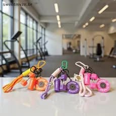 sweetmvzn Criativo Mini Série De Fitness Placas De Barra Chaveiro Com Bule Kettlebells Em Forma De D Simulação Halteres