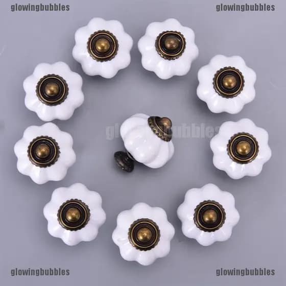 10pcs Maçanetas Para Móveis Vintage Gaveta Armário Puxador Abóbora