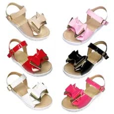 Sandália Infantil Menina Verniz Laço Duas Cores Blogueirinha Sola Antiderrapante - 20 ao 27