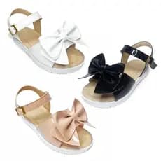 Sandália Infantil Menina Verniz Laço Grande Moda Blogueirinha Cores Casuais - 20 ao 27