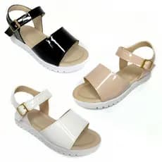 Sandália Casual Infantil Menina Verniz Lisa Moda Blogueirinha Sola Antiderrapante Cores Casuais - 20 ao 27