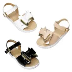 Sandália Casual Infantil Menina Verniz Laço Duas Cores Moda Blogueirinha Cores Casuais - 20 ao 27