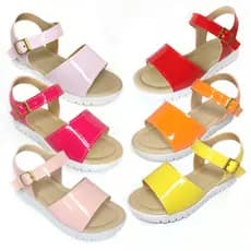 Sandália Casual Infantil Menina Verniz Lisa Moda Blogueirinha Sola Antiderrapante Cores Verão - 20 ao 27