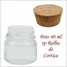 Pote de Vidro Redondo 40ml Tampa Rolha de cortiça