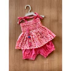Conjunto bebê menina com elastex e tiara estampado
