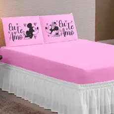 Kit Lençol Casal/Queen/King Microfibra Com Elástico 3 Peças Fronhas Estampadas