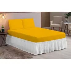lençol casal queen 03 peças Todo Amarelo microfibra