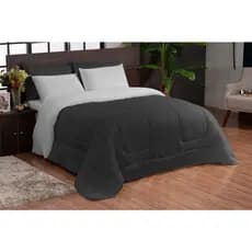KIT CASAL QUEEN DUPLA FACE 5 PEÇAS PRETO E CINZA