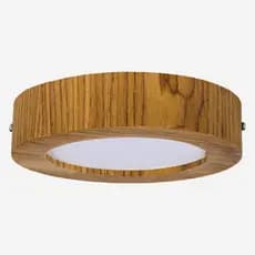 Plafon LED de teto de Madeira Redondo Sobrepor  Luminária Moderna Sala Quarto Freijó