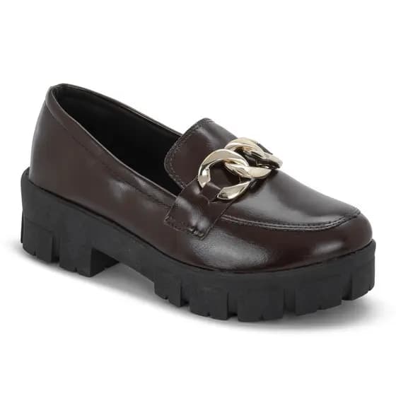 Mocassim Feminino Chunky com Detalhe de Corrente Confortável e Estilo Moderno Ref: 170
