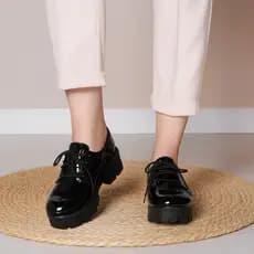 Oxford Feminino Tratorado Plataforma Cano Curto Moda Europeu com Cadarço Macerata Ref: 3001