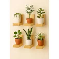 Kit com 6 Prateleira em L de Pinus Natural  decoração livros plantas suporte vasos