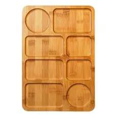 Petisqueira Madeira Bambu  4, 7 ou 8 Divisórias + Garfinhos Aperitivos Petiscos e Frios